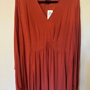 Torrid Long Sleeve Esther Babydoll V-Neck Top